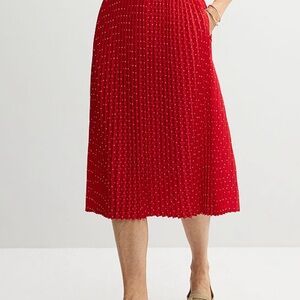 Croft & Barrow Red Polka Dot Midi Skirt